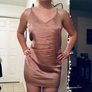 NWOT CARLI BYBEL X MISSGUIDED Rosegold Satin Dress